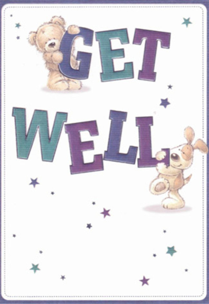 This delightfully illustrated get well card captures the spirit of caring that runs beneath the vibrant bustle of Camden. At its centre, a friendly bear and his floppy-eared canine companion exude innocence and gentle encouragement, their cuddly forms brimming with emotional warmth. Billowing stars in cheerful purples and blues scatter around them, as though sending wishes through the skies above Primrose Hill. The 'Get Well' greeting, rendered in broad aquas and deep violets, anchors the design with an optimistic energy, its boldness softened by rounded edges and a subtle hand-painted texture. The bear's fur looks irresistibly soft-almost tangible, echoing the plush bouquets that line the windows of Flowers Camden, while the puppy's velvety ears frame a face full of hope. A creamy, clean background breathes lightness into the image, much like the open air enjoyed by locals strolling through Russell Square Gardens. This card feels like a fresh arrangement made with local blooms and sincere intention-a gesture that brightens even the rainiest Camden day, offering a tactile comfort that goes beyond words.
